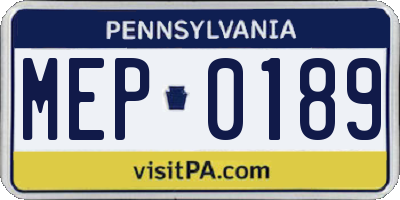 PA license plate MEP0189