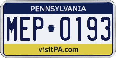 PA license plate MEP0193