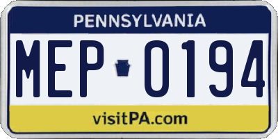 PA license plate MEP0194