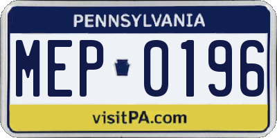 PA license plate MEP0196