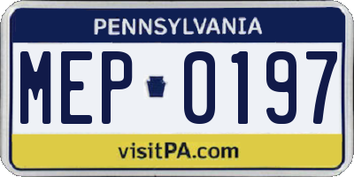 PA license plate MEP0197