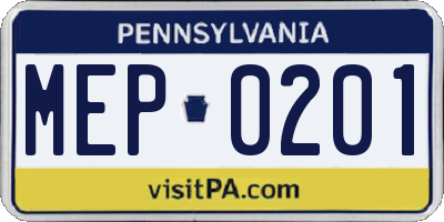 PA license plate MEP0201