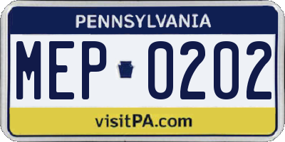 PA license plate MEP0202