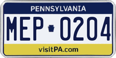 PA license plate MEP0204