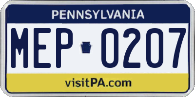 PA license plate MEP0207