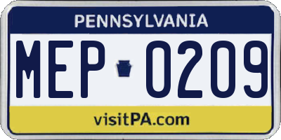 PA license plate MEP0209