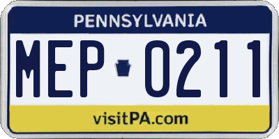 PA license plate MEP0211