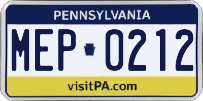 PA license plate MEP0212