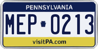 PA license plate MEP0213