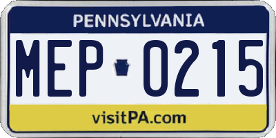 PA license plate MEP0215