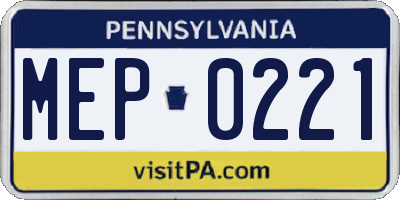 PA license plate MEP0221