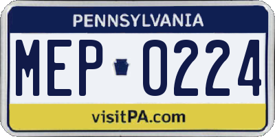 PA license plate MEP0224