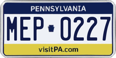 PA license plate MEP0227