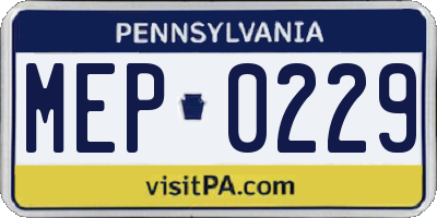 PA license plate MEP0229