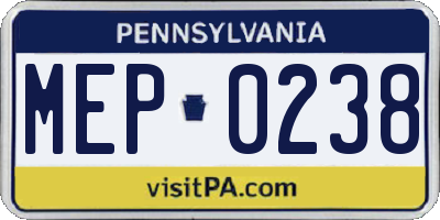 PA license plate MEP0238