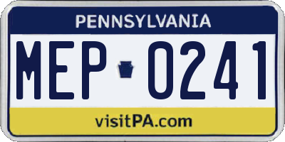 PA license plate MEP0241