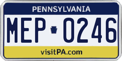 PA license plate MEP0246