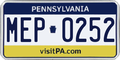 PA license plate MEP0252