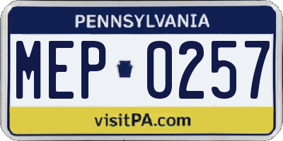 PA license plate MEP0257