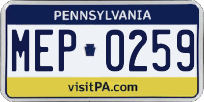PA license plate MEP0259