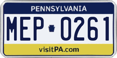 PA license plate MEP0261