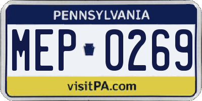 PA license plate MEP0269