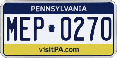 PA license plate MEP0270