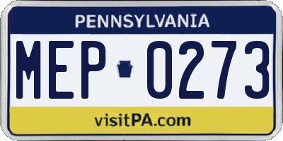 PA license plate MEP0273