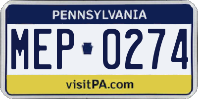 PA license plate MEP0274