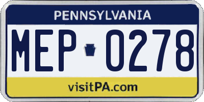 PA license plate MEP0278