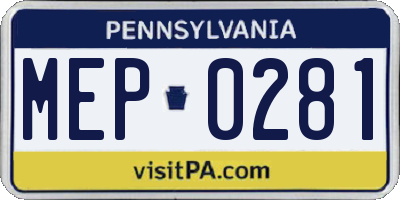 PA license plate MEP0281