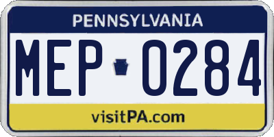 PA license plate MEP0284