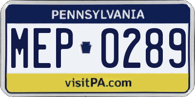 PA license plate MEP0289