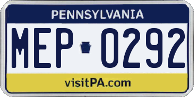PA license plate MEP0292