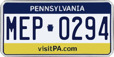 PA license plate MEP0294