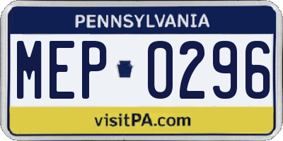 PA license plate MEP0296