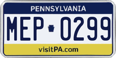 PA license plate MEP0299