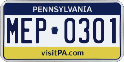 PA license plate MEP0301