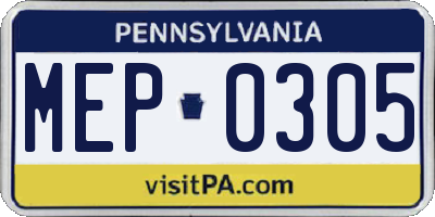 PA license plate MEP0305