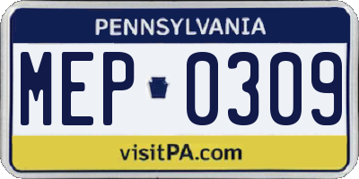PA license plate MEP0309