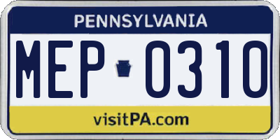 PA license plate MEP0310