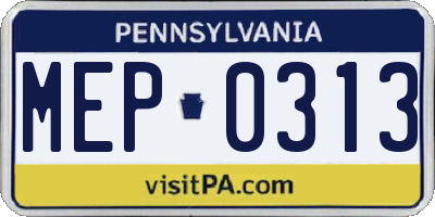 PA license plate MEP0313