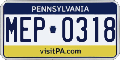 PA license plate MEP0318