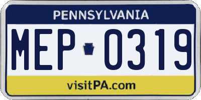PA license plate MEP0319
