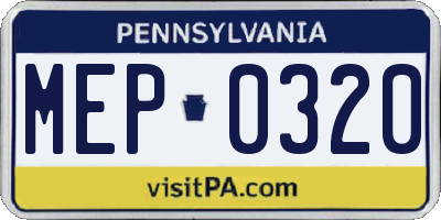 PA license plate MEP0320