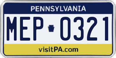 PA license plate MEP0321