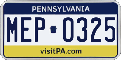 PA license plate MEP0325