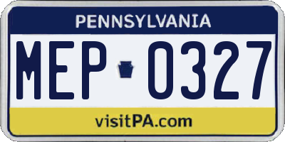 PA license plate MEP0327