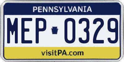 PA license plate MEP0329