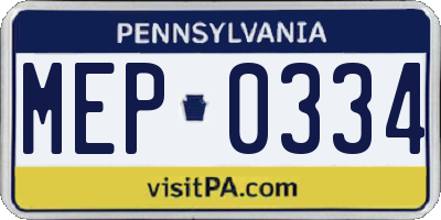 PA license plate MEP0334